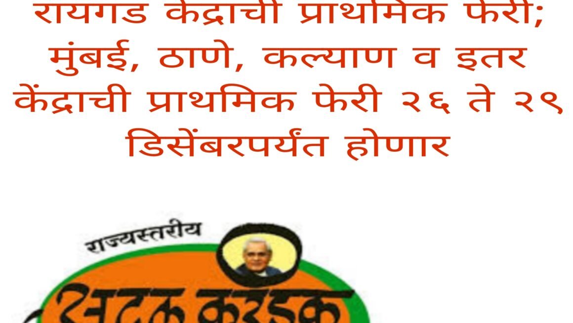 राज्यस्तरीय अटल करंडक एकांकिका स्पर्धा; बुधवारपासून रायगड केंद्राची प्राथमिक फेरी; मुंबई, ठाणे, कल्याण व इतर केंद्राची प्राथमिक फेरी २६ ते २९ डिसेंबरपर्यंत होणार