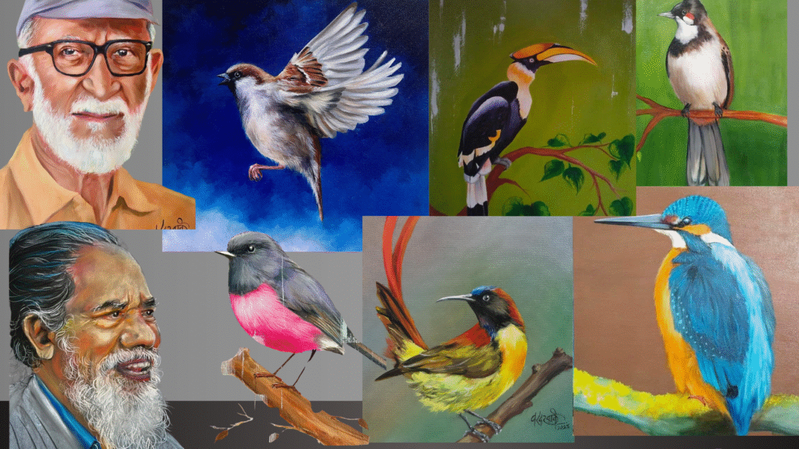 पक्षी सप्ताह निमित्त चित्रकार वरद खुशाली विलास गावंड यांच्या कुंचल्यातून साकारले गेले ‘पक्षाचे जग’.