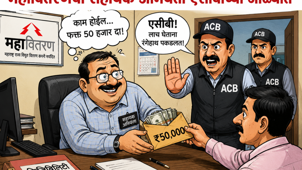 फिजिबिलिटी अहवालासाठी 50 हजारांची लाच; महावितरणचा सहायक अभियंता एसीबीच्या जाळ्यात
